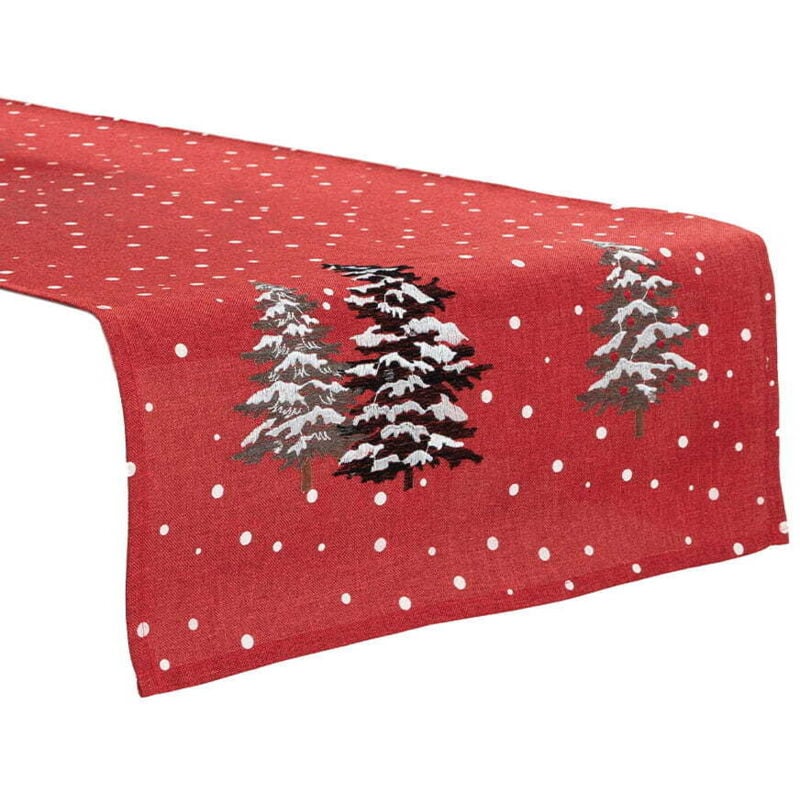 Weihnachtstischläufer 40x140 Schneezauber Rot