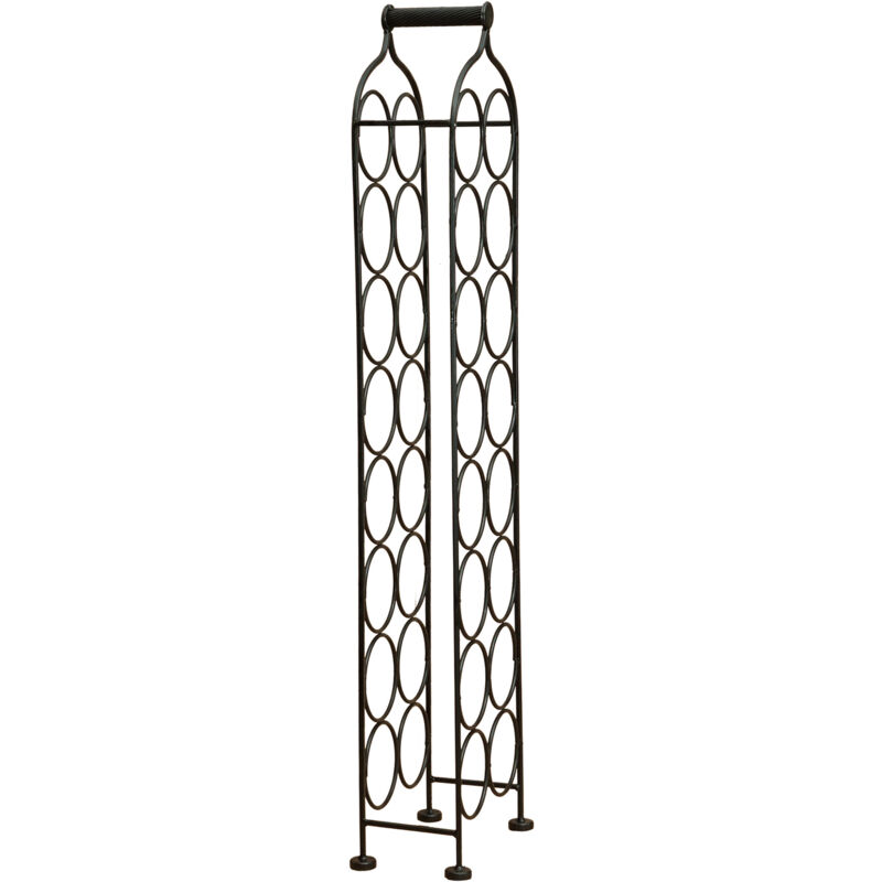Biscottini - Weinglashalter Schmiedeeiserner Flaschenhalter Weinkeller 106x24 cm Ausstellungsstand Bodenweinregal für 16 Flaschen Weinladen