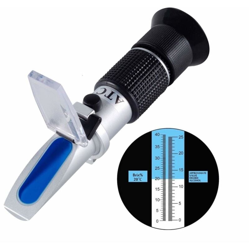 Weinrefraktometer, QttvbTna, Brix-Skala 0 – 40 %, Alkohol 0 – 25 % vol.