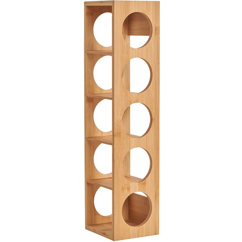 Weinregal aus Bambus 13,5 x 12 x 53 cm Flaschenhalter mit 5 Fächern Holzregal für Wein Flaschenregal modern Regal für Getränke Weinhalter zur