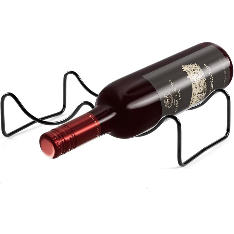 Weinregal aus Metall für 2 Flaschen auf einem Regal, minimalistisches Regal