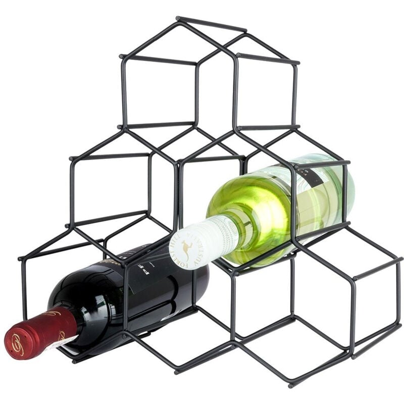 Elegant and stylish wine bottle in black metal for 6 bottles