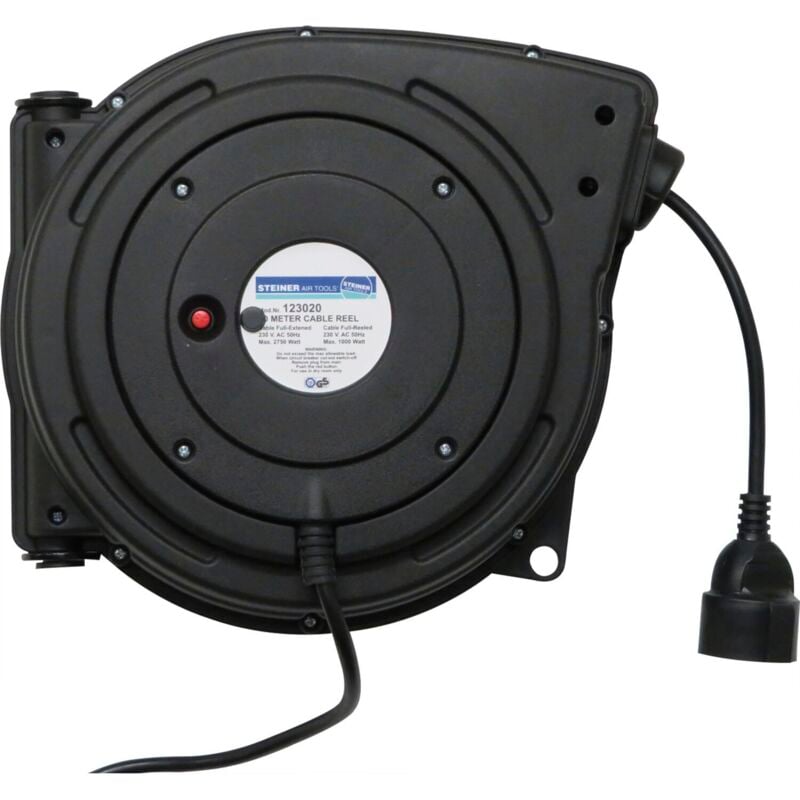 Steiner - Federzug Kabelaufroller H05VV-F/3 x 1,5 Länge 20 m IP42