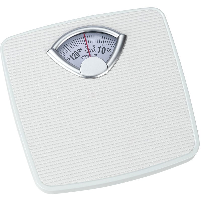 Personenwaage mechanisch, analoge Körperwaage bis 130 kg, Weiß, Metall weiß, Kunststoff weiß - weiß - Wenko