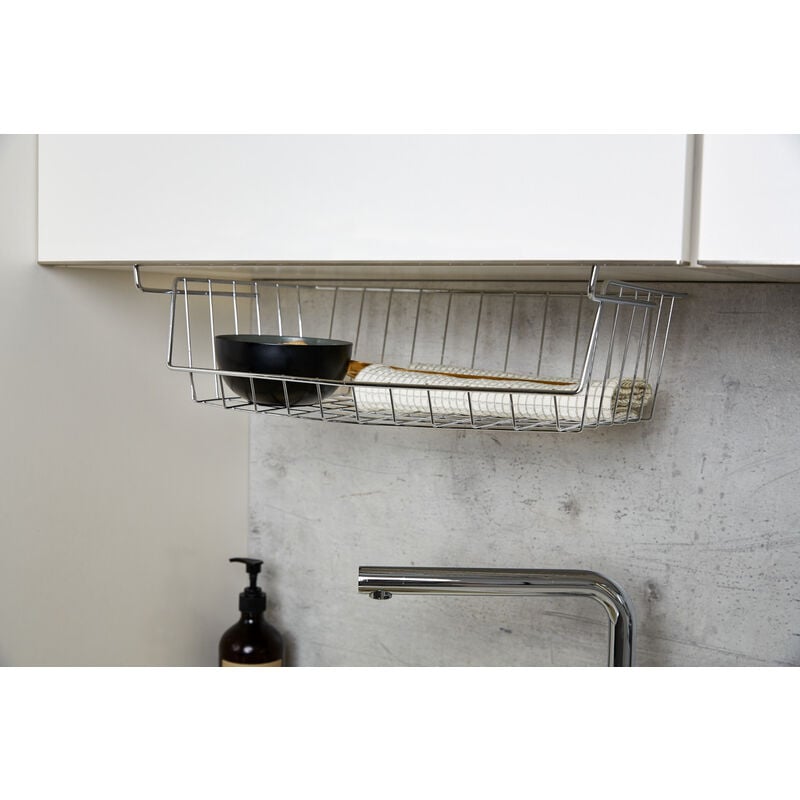 Regaleinhängekorb, 2er Set, Metallkorb mit Anti-Rutsch-Gummierung, Silber glänzend, verchromtes Metall silber glänzend - silber glänzend - Wenko