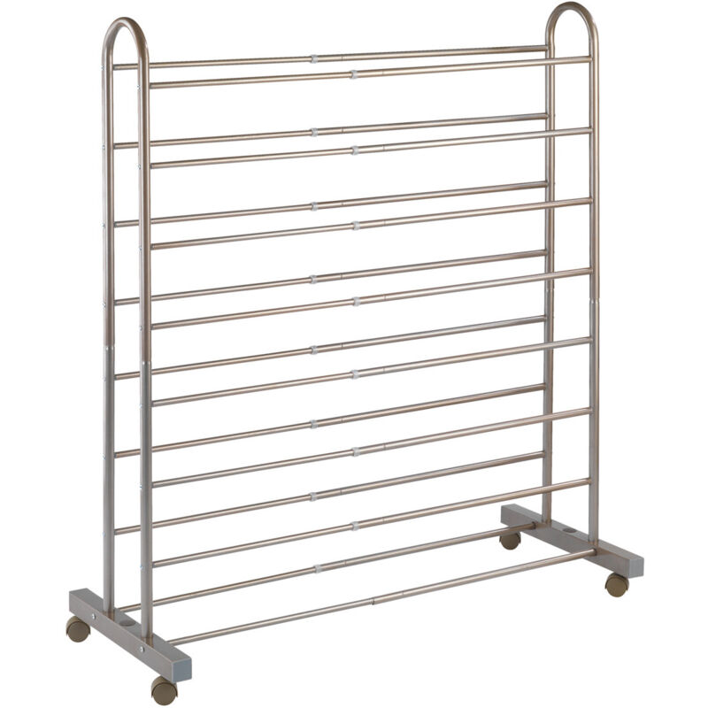 WENKO Schuhregal Giant ausziehbar, mit 4 Rollen, für bis zu 42 Paar Schuhe, Braun, pulverbeschichtetes Metall braun, Polypropylen braun