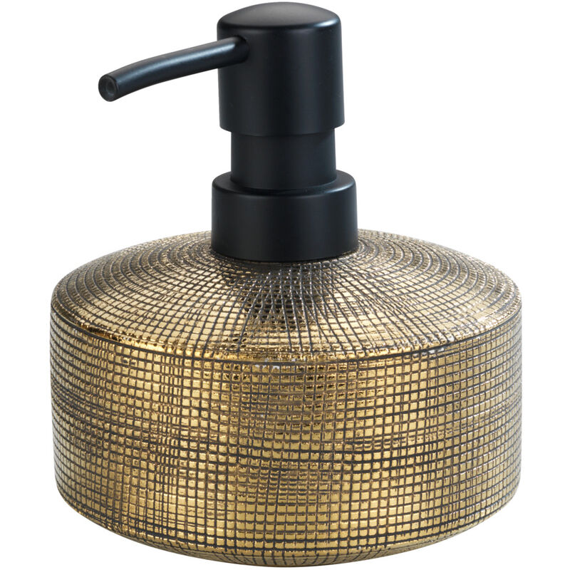 Keramik Seifenspender Rivara Gold, Flüssigseifen-Spender, handbemalt, 400 ml, Gold, Keramik gold - gold - Wenko