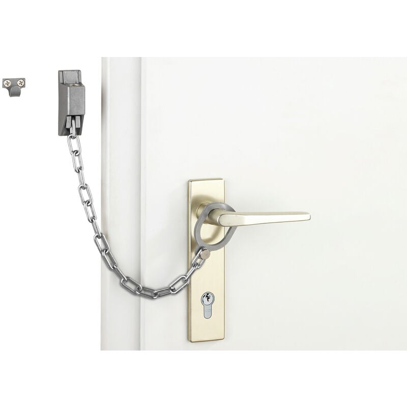 Maximex Türgriff-Kette abschließbar, kein Anbohren notwendig, Silber glänzend, verzinktes Metall silber matt - silber glänzend