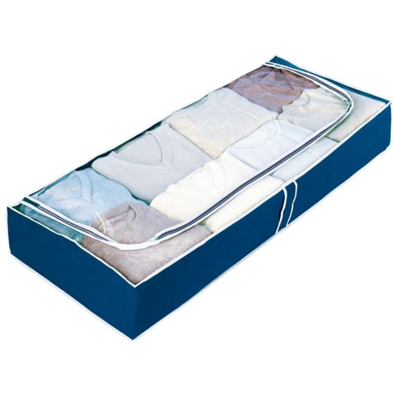Wenko - Unterbett Kommode air Aufbewahrung Kleidung 105x45 cm Bett Schrank Textil - blau