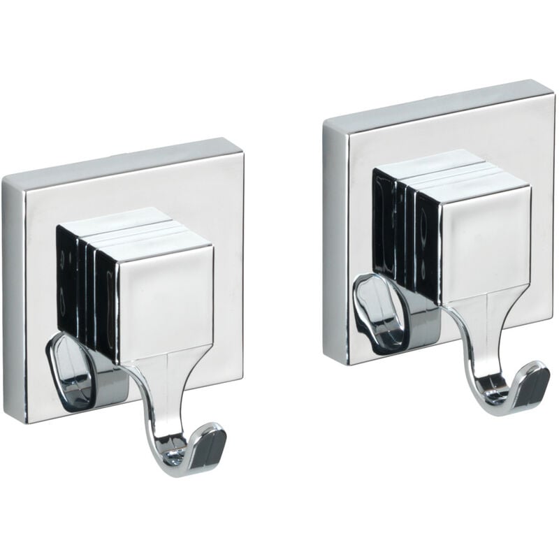 Vacuum-Loc® Wandhaken Quadro 2er Set,, Befestigen ohne bohren, Silber glänzend, Kunststoff (abs) glänzend, Kunststoff (abs) chrom - silber glänzend
