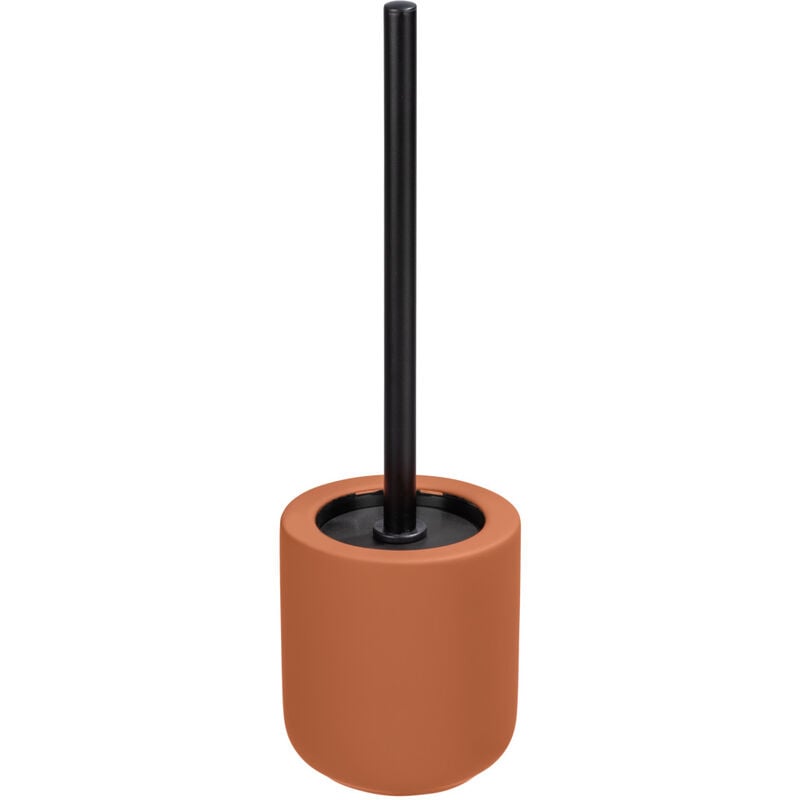 WC-Garnitur Avellino Terracotta Keramik, Bürstenhalter aus Keramik, Terracotta, Keramik terracotta schwarz, Edelstahl rostfrei schwarz - terracotta