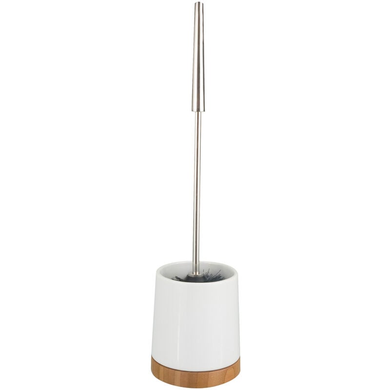 WC-Garnitur Bamboo Keramik, Weiß, Keramik weiß, Bambus - weiß - Wenko