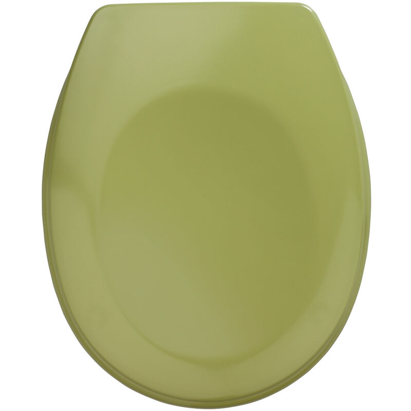 Wenko - WC-Sitz Bergamo Moosgrün, aus antibakteriellem Duroplast, Grün, Duroplast moosgrün , Edelstahl rostfrei silber matt - grün