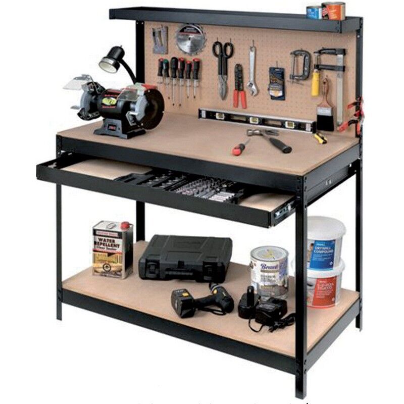 Ferramenta1.com - werkbank 121X61X150 h mit platte und schublade