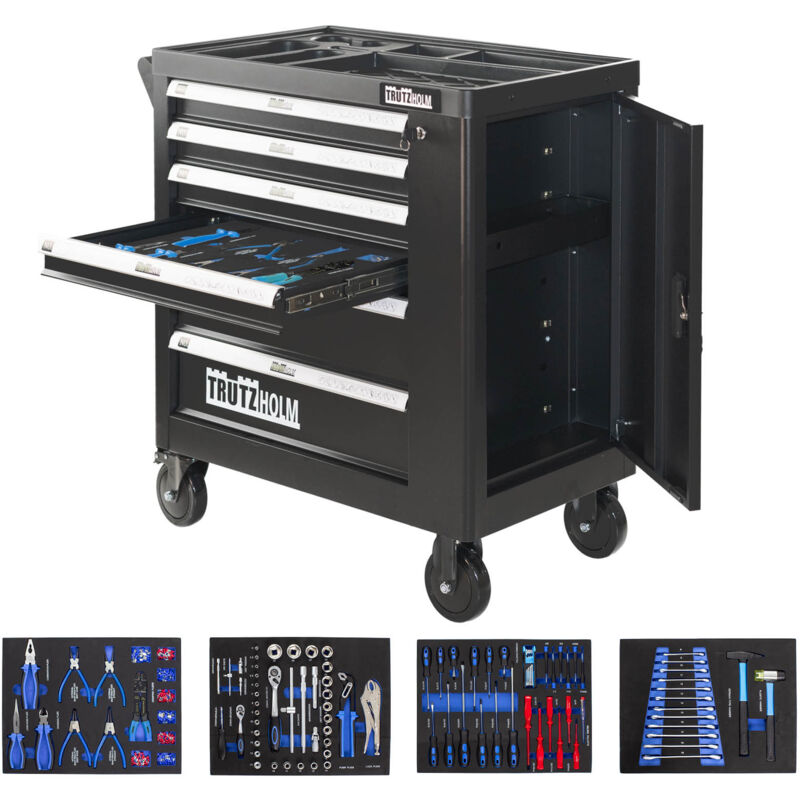 Werkstattwagen buddy bestückt Chrome Vanadium Werkzeug 6 Schubladen Vollauszug Seitentür