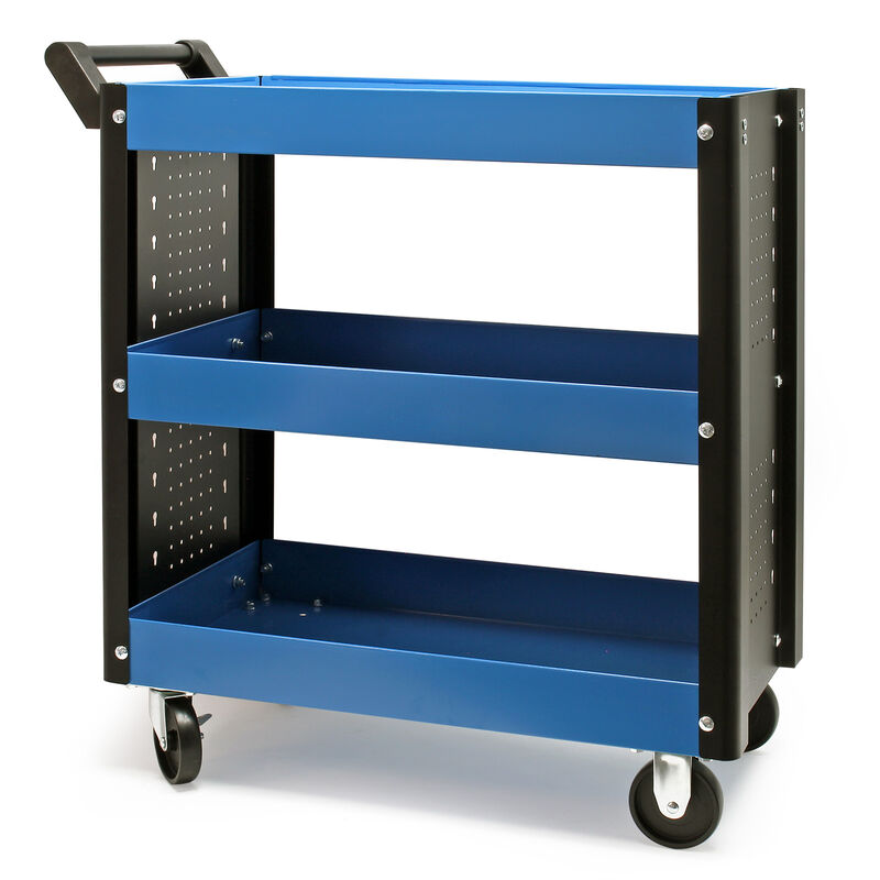 Xpotool - Wiltec Werkstattwagen mit 3 Etagen, 150 kg, 83x38x90 cm, Handgriff, Kunststoffreifen, Bremsen, Ablageflächen mit erhöhtem Rand,