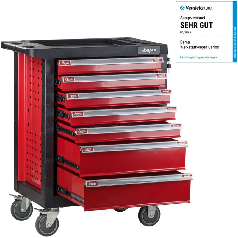 Dema - Werkstattwagen Werkzeugwagen Carlos Rollwagen mit 7 Schubladen Fahrbar Leer
