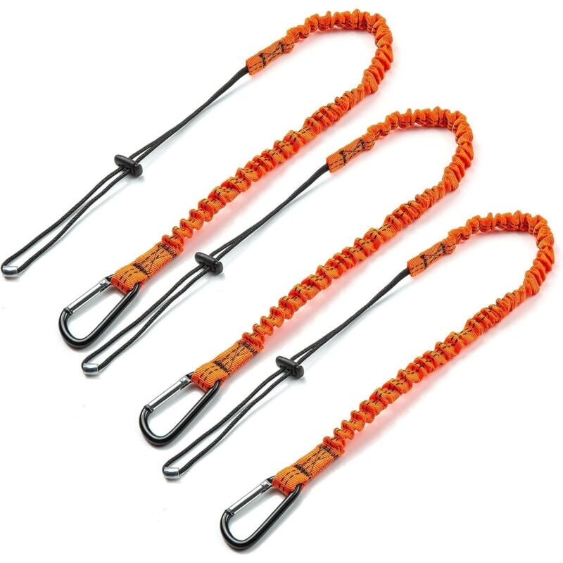 Werkzeug-Lanyard, 3-teiliges einziehbares Sicherheits-Werkzeug-Lanyard mit Einzelkarabiner und verstellbarem Schnallenende, Absturzsicherungswerkzeug