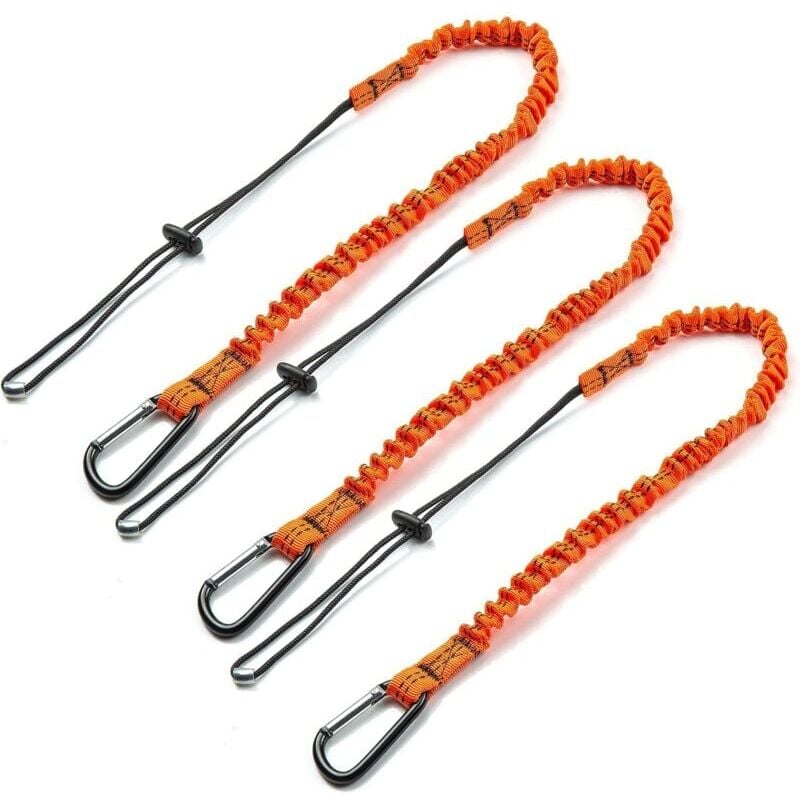 Werkzeug-Lanyard, 3-teiliges einziehbares Sicherheits-Werkzeug-Lanyard mit einzelnem Karabiner und verstellbarem Schnallenende,
