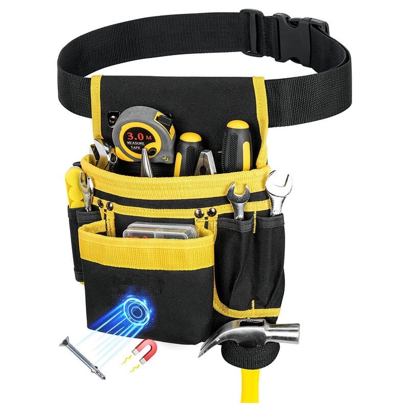 Werkzeuggürtel für Herren mit 13 Taschen, magnetische Werkzeugtasche für Herren, abnehmbare und verstellbare Werkzeugtasche für Elektriker, Tischler,