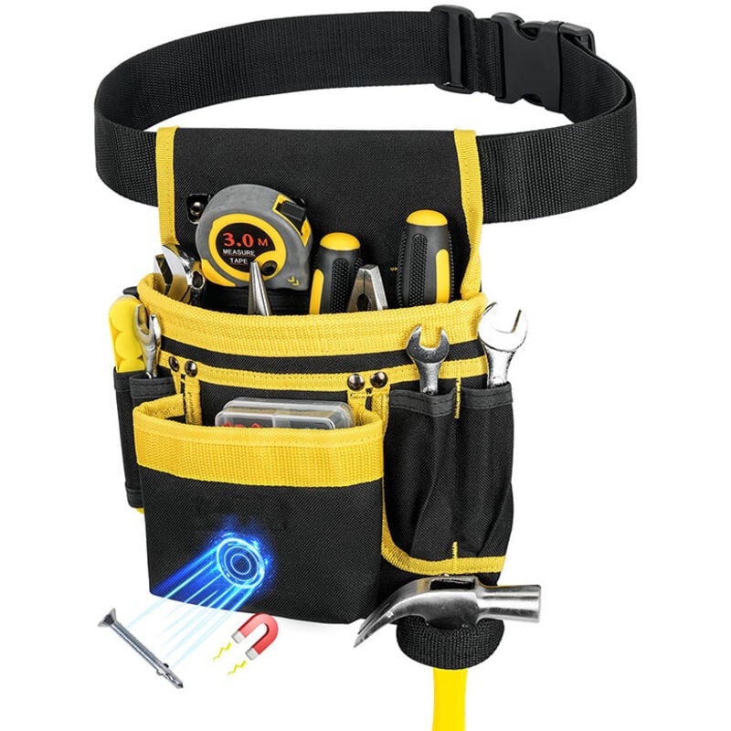 Werkzeuggürtel für Herren mit 13 Taschen, magnetische Werkzeugtasche für Herren, abnehmbare und verstellbare Werkzeugtasche für Elektriker, Tischler,
