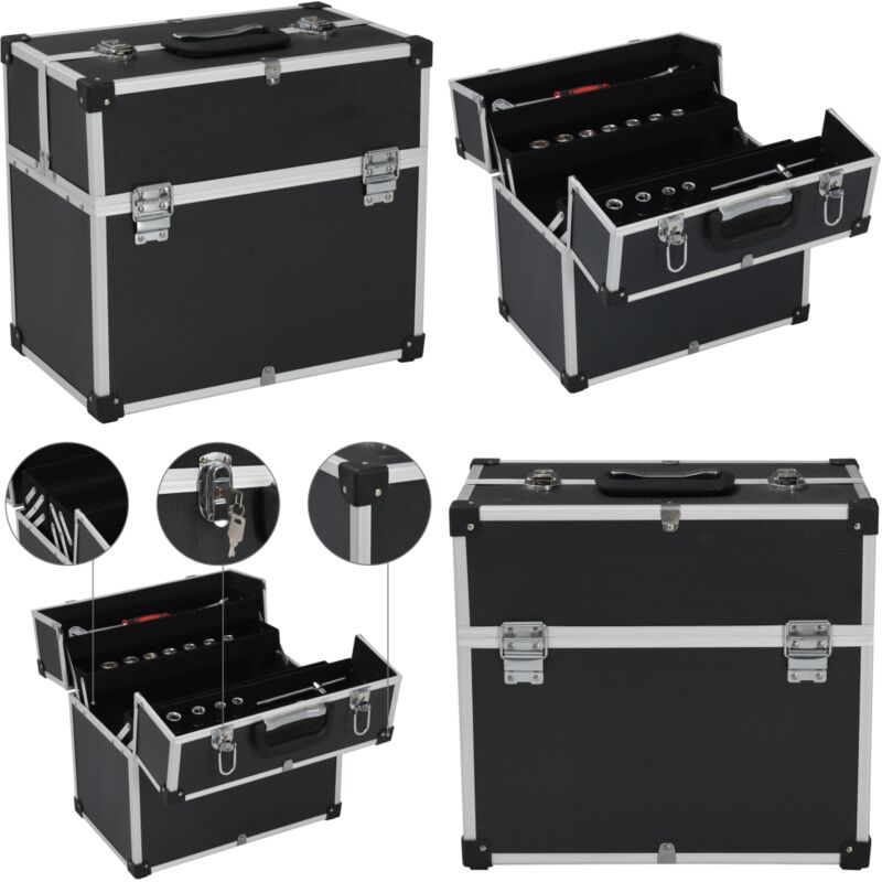 Werkzeugkoffer 38x22,5x34 cm Schwarz Aluminum - Werkzeugkoffer - Werkzeugtaschen - Home & Living - Schwarz