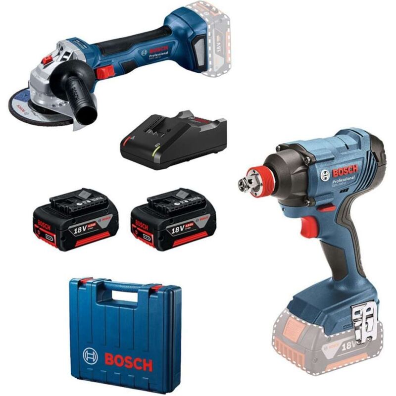 Bosch - Werkzeug - 18V Akku Schlagschrauber- und Winkelschleifer-Set, 2x Akku 4,0 Ah Li-Ion, Ladegerät 0615990N1U