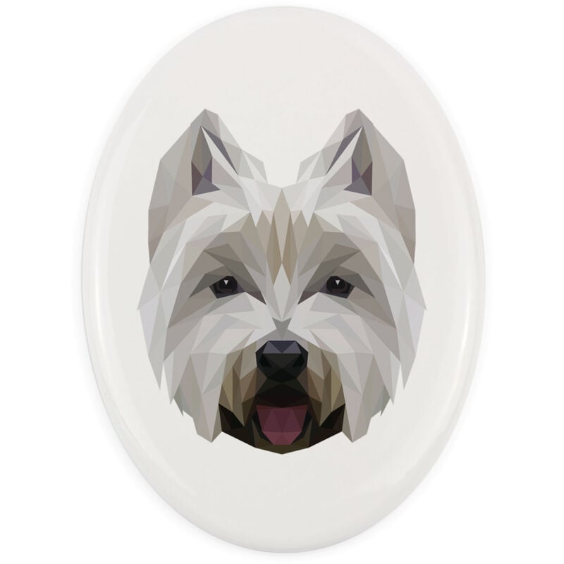 West Highland White Terrier, Westie - Teller mit Foto und geometrischer Aufschrift von Art-Dog