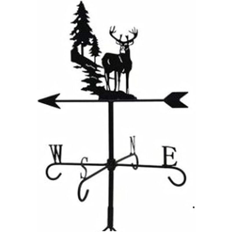 Wetterfahne aus Eisen für den Garten, Hirsch-Wetterfahne aus Eisen, Windrichtungsanzeiger für den Außenbereich, Dach, Garten, Berg, Hofdekoration