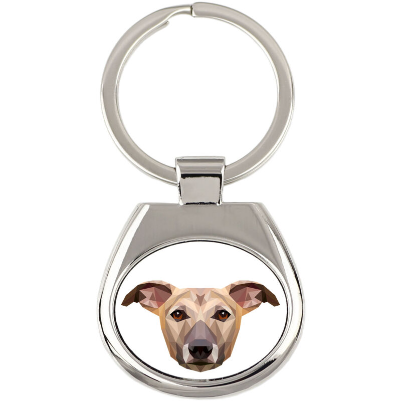 Whippet, Englischer Windhund - geometrischer Schlüsselanhänger mit Foto und Aufschrift Art-Dog