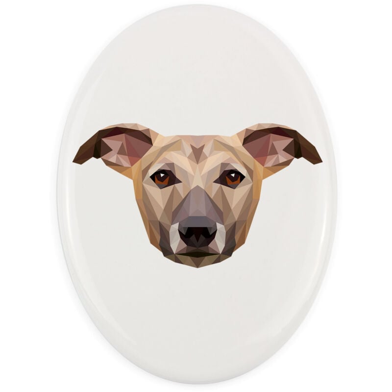 Whippet, Englischer Windhund - Teller mit Foto und geometrischer Aufschrift von Art-Dog