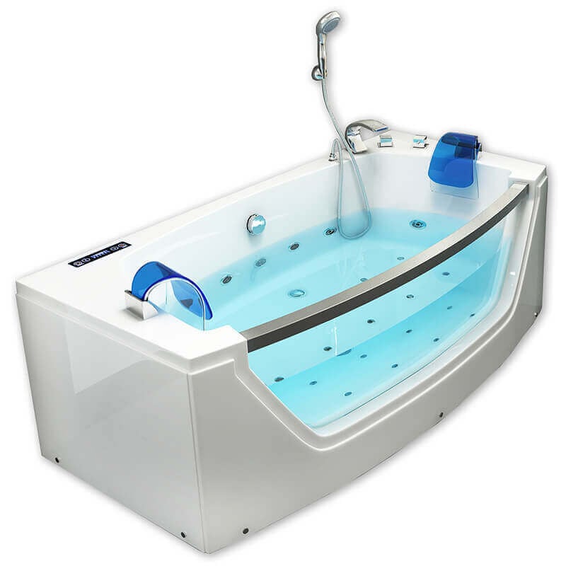 Home Deluxe - Whirlpool Badewanne mit Lichttherapie atlantic m 175 x 85 cm Whirlpool Eckbadewanne Badewanne Wanne
