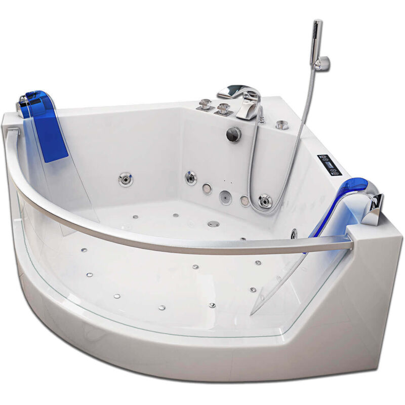 Home Deluxe - Whirlpool Badewanne mit Lichttherapie atlantic l 140 x 140 cm Whirlpool Eckbadewanne Badewanne Wanne
