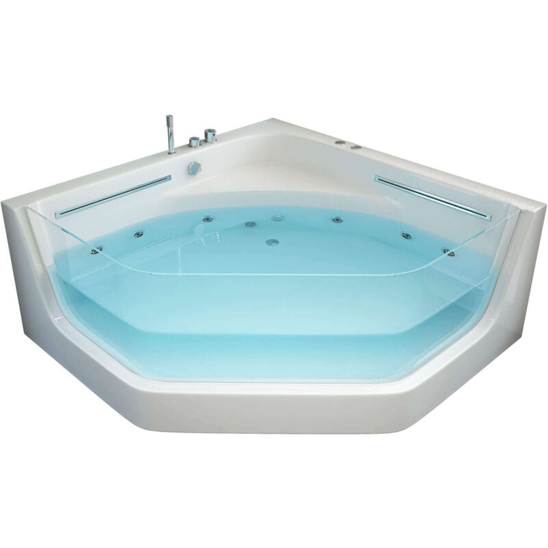 Home Deluxe - Whirlpool Badewanne mit Lichttherapie pacifico - 150 x 150 cm Badewanne Acrylwanne Badezimmer Sanitäracryl