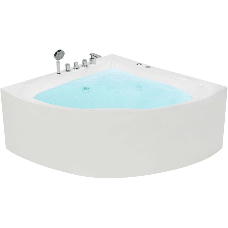 Beliani - Whirlpool-Eckbadewanne Weiß Acryl 133x57x187 cm Modern Minimalistisch