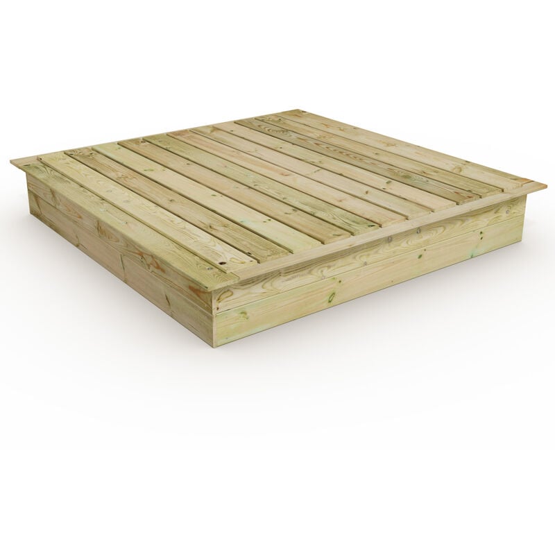 King Kong Sandkasten mit Deckel Sandkiste mit Sitzbank Garten Kinder Buddelkiste - 195 x 195 cm - Wickey