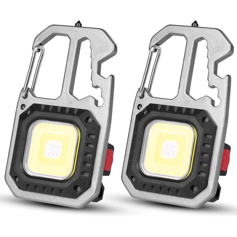 Coocheer - Wiederaufladbare LED-Arbeitsleuchte, 2er-Pack, 800 Lumen, wiederaufladbare Mini-LED-Arbeitsleuchte mit Flaschenöffner, tragbare