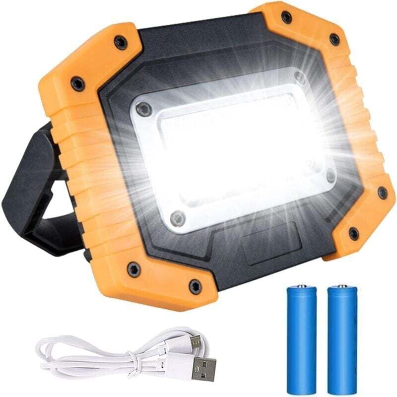 Aiperq - Wiederaufladbare LED-Arbeitsleuchte, 30 w Sicherheitsleuchte mit 3 Modi, COB-Außenflutlicht mit usb, wasserdicht für Hof, Garage, Angeln,