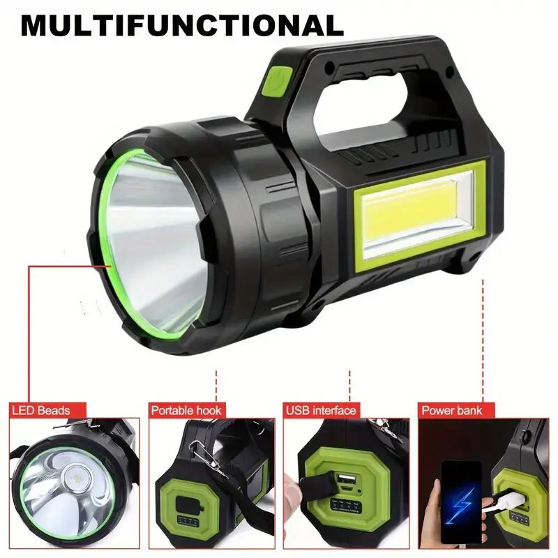 Wiederaufladbare LED-Solar-Taschenlampe mit 200 Lumen per USB, ideal für Camping, Wandern und Notfälle. Ein unverzichtbares Campingutensil.