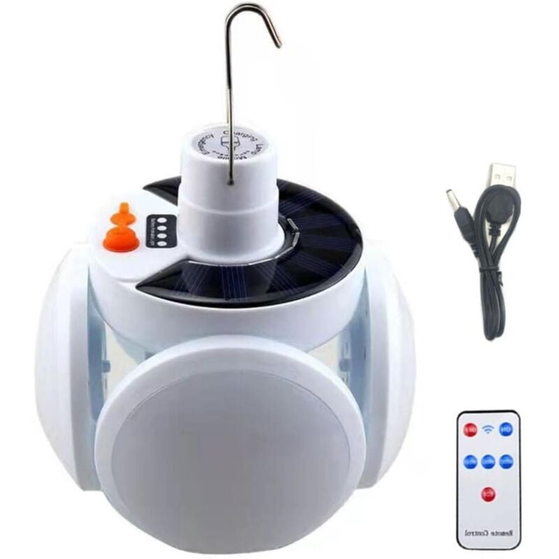 Wiederaufladbare LED-Solarlaterne für Camping, wasserdicht, 5 Leuchtmodi, faltbar, mit Fernbedienung, ideal für Camping und Terrassen
