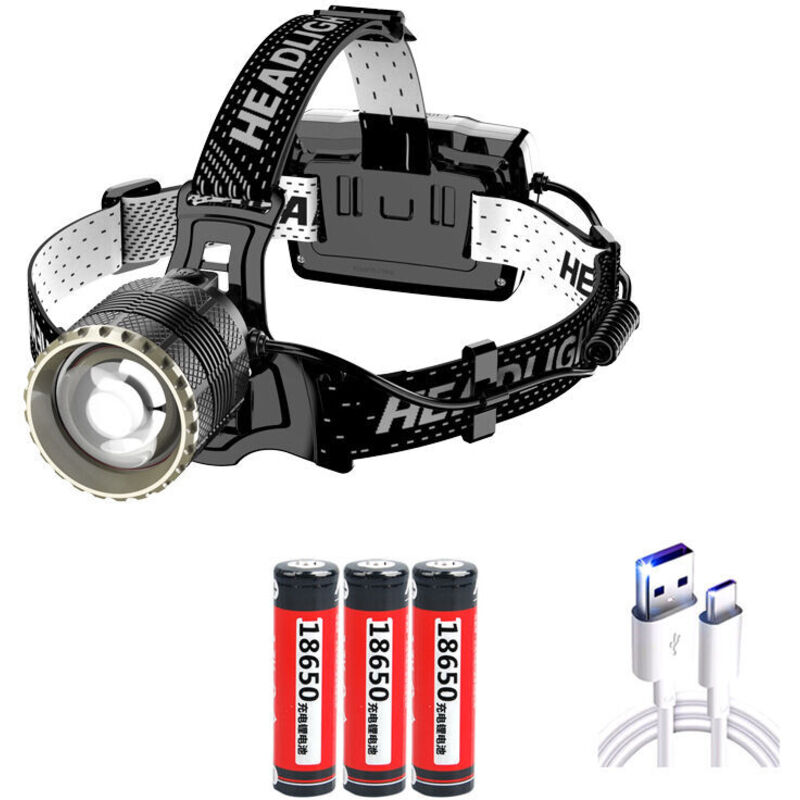 Wiederaufladbare LED-Stirnlampe, superhell, 12.000 Lumen, 3 Beleuchtungsmodi, mit Gestensensor, perfekt zum Laufen, Joggen, Angeln und Camping FLITI