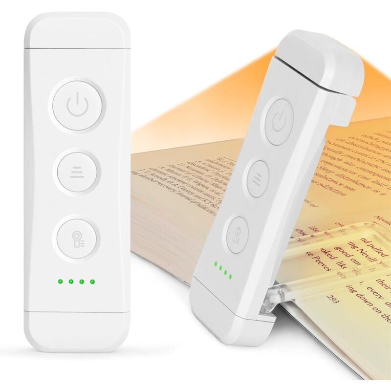 Wiederaufladbare Leselampe, Klemm-Nachttischlampe, 3 warme Farben x 5 Helligkeitsstufen, kompakt und robust, Geschenk für E-Reader