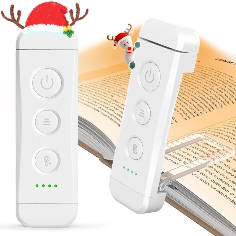 Wiederaufladbare Leselampe, Leselampe im Bett, 3 warme Farben x 5 Helligkeitseinstellungen, kompakt und langlebig, Geschenk für E-Reader. Leselampe