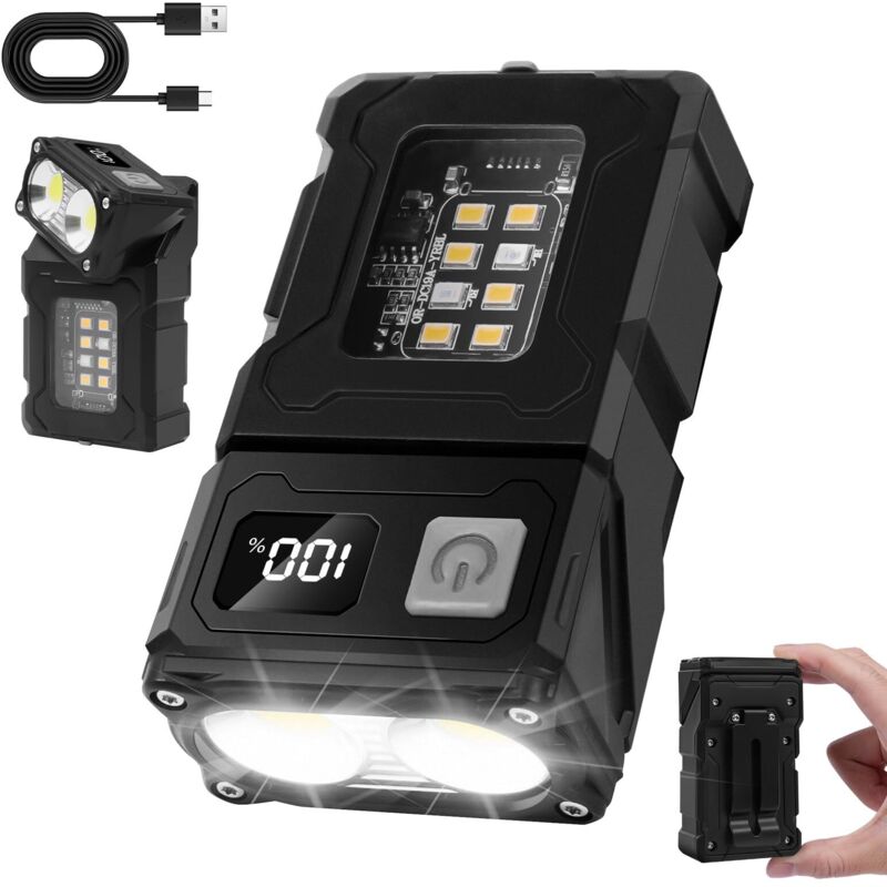 Wiederaufladbare Taschenlampe mit hoher Lichtstärke, extrem leistungsstarke Mini-LED-Taschenlampe, USB-C-aufladbar, kleine EDC-Taschenlampe mit 7