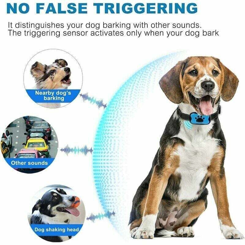 Wiederaufladbares Antibellhalsband für Hunde, Antibellgerät für kleine bis große Hunde, Antibellhalsband für Hunde, (Blau)