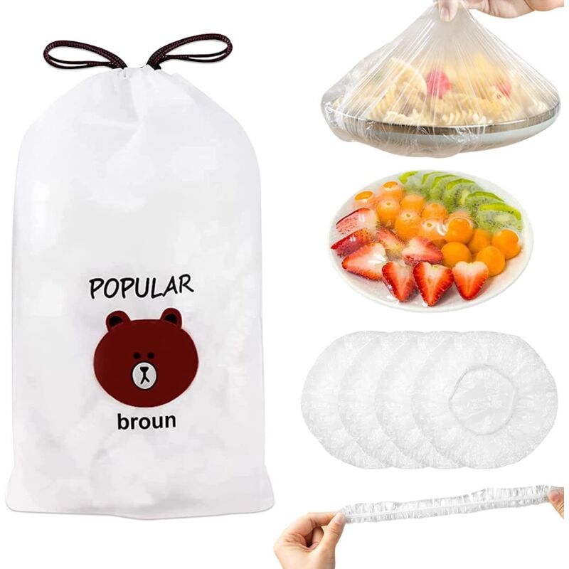 Ugreat - Wiederverwendbare Lebensmittelfolie, 100 Stück Lebensmittel-Aufbewahrungsbeutel – wiederverwendbare Lebensmittel-Charlotte,