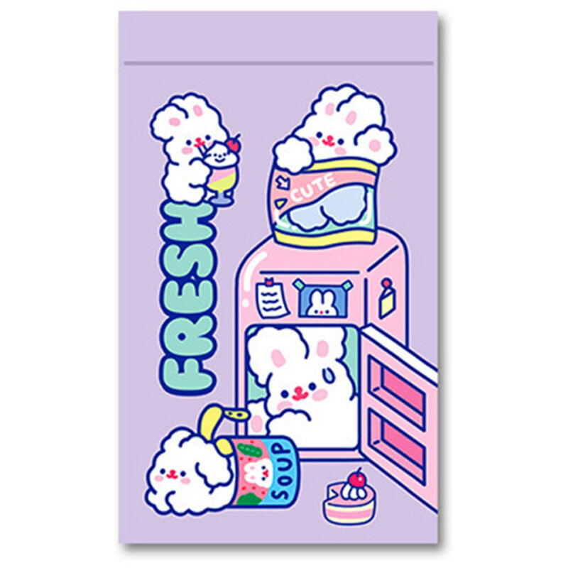 Wiederverwendbarer, selbstklebender PET-Beutel, niedliche Designs, strapazierfähig und geruchsneutral, ideal für Snacks, Maße: 22,3 x 13,5 cm