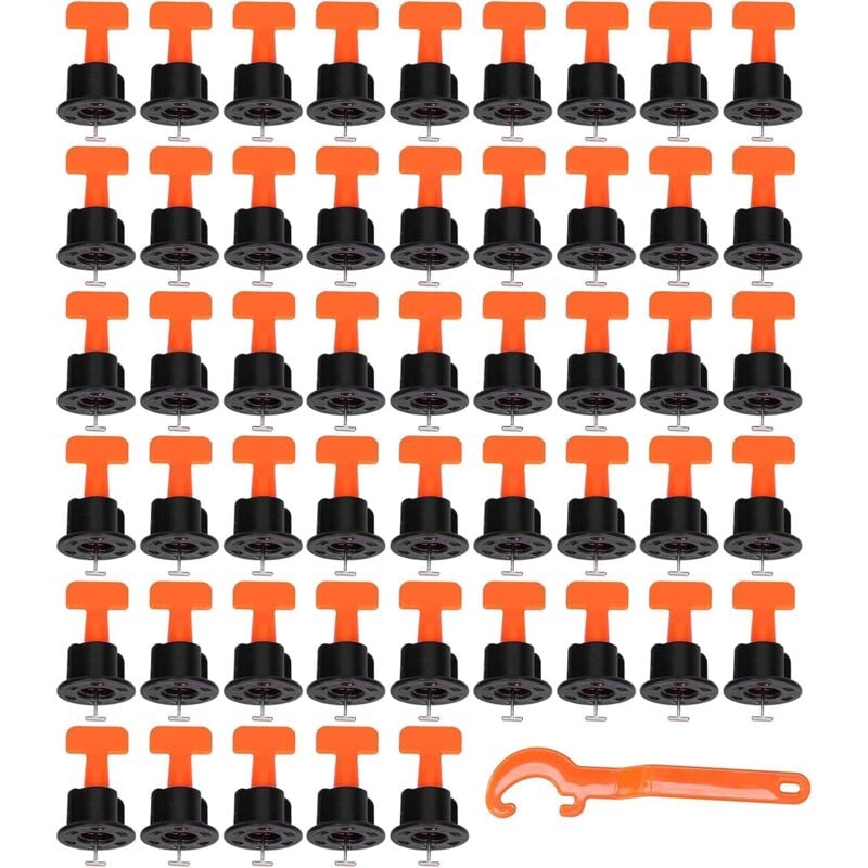 Wiederverwendbares Fliesen-Nivelliersystem-Set 100 Stück. Fliesen-Nivellierer T und 1 Stück. Abstandsschlüssel 2-8 mm / Dicke 5-18 mm
