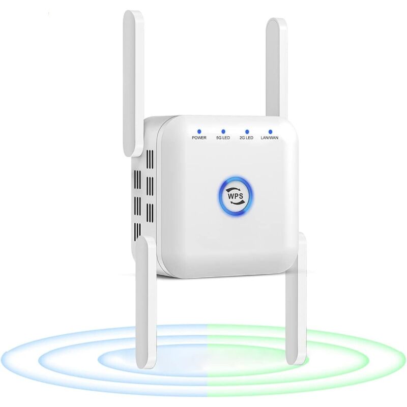 WiFi Range Extender, 5G WiFi Repeater 2.4G WiFi Verstärker WiFi Signal Booster Router, 1200Mbps Long Range WiFi Internet Verstärker,Weiß