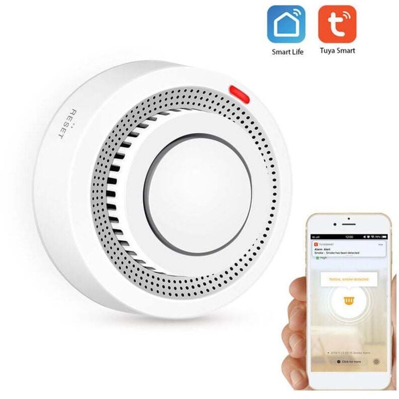 XVX - WiFi-Rauchmelder, Smart Sensor, Feueralarm, kabelloses Sicherheitssystem, Smart Life App, Tuya Smart Control Home für Zuhause,